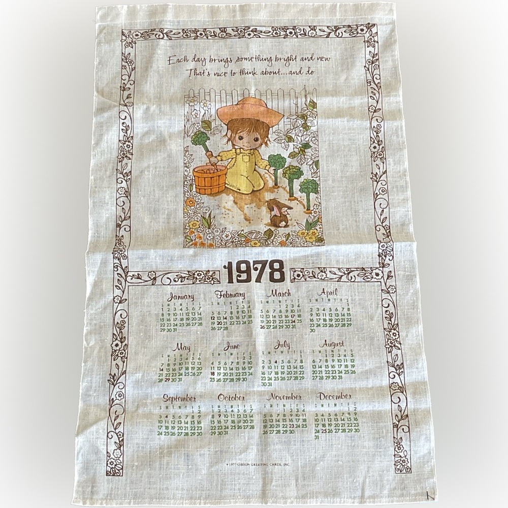 Vintage78’ Kitchen Linen Tea Towel Wall Hanging calender-Gibson Greeting